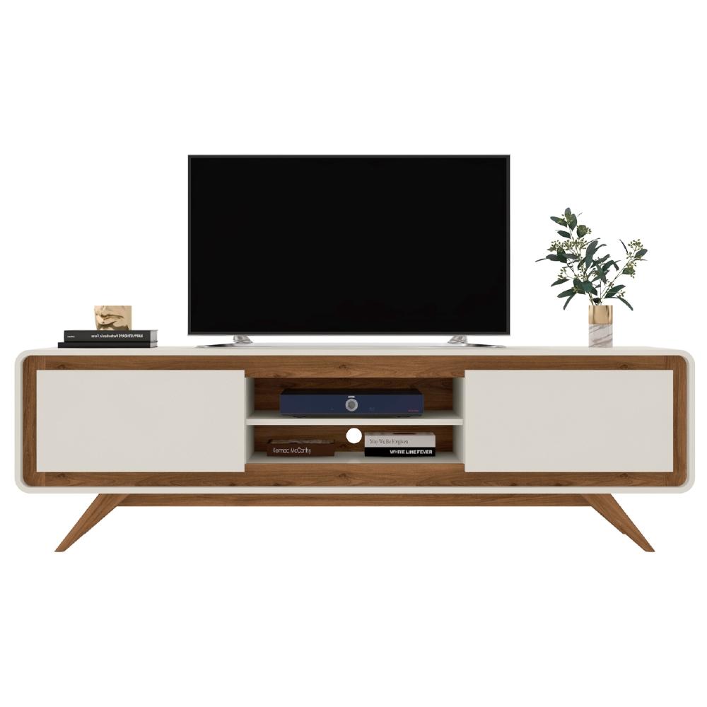Rack TV 65 Pol 180cm Orgânico 2 Portas Cecy Off White Z56   - Mpozenato