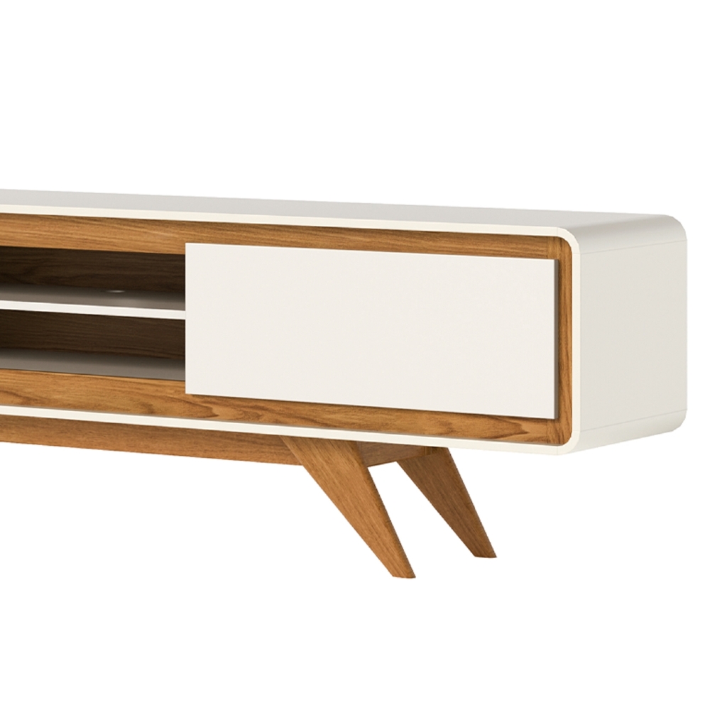 Rack TV 75 Pol 220cm Orgânico 2 Portas Cecy Off White Z56   - Mpozenato