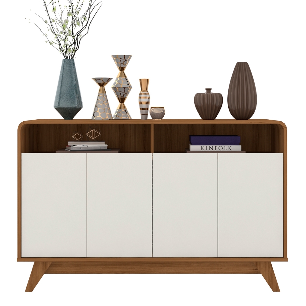 Buffet Aparador 125cm 4 Portas Orgânico Marlo Nature/Off Z56 - Mpozenato