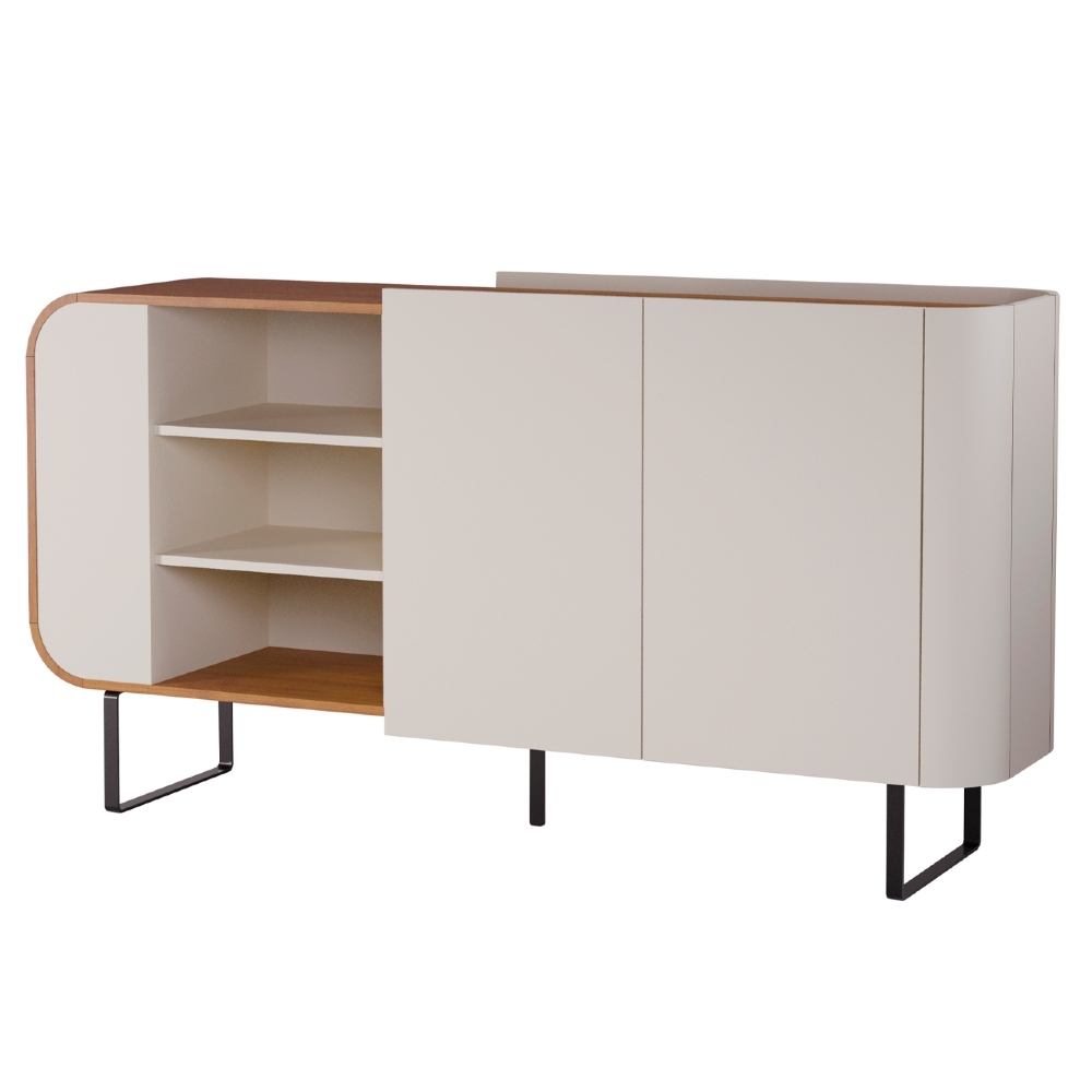 Buffet Aparador 160cm 2 Portas Orgânico Pé Metal Sindy Off Z56 - Mpozenato