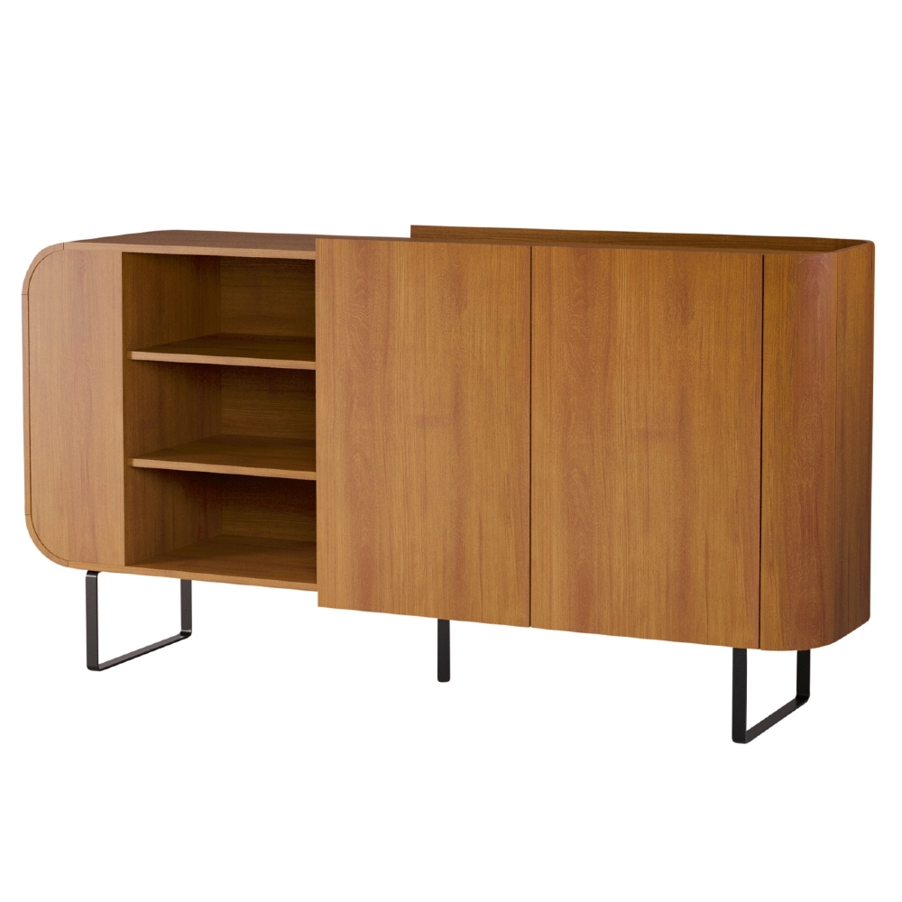 Buffet Aparador 160cm 2 Portas Orgânico Pé Metal Sindy Nature Z56 - Mpozenato