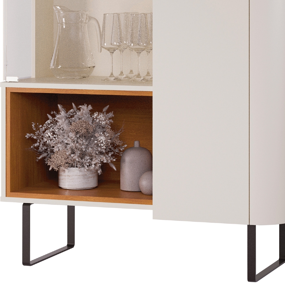 Cristaleira Porta de Vidro 92cm Orgânica Pé Metal Sindy Off Z56 - Mpozenato