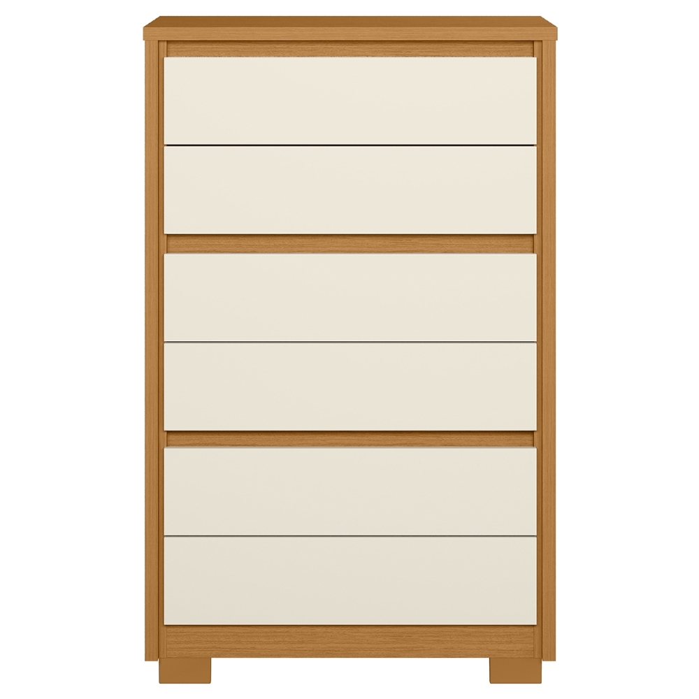 Cômoda Quarto 79cm 6 Gavetas Ayron Cinamomo/Off A02 - Mpozenato