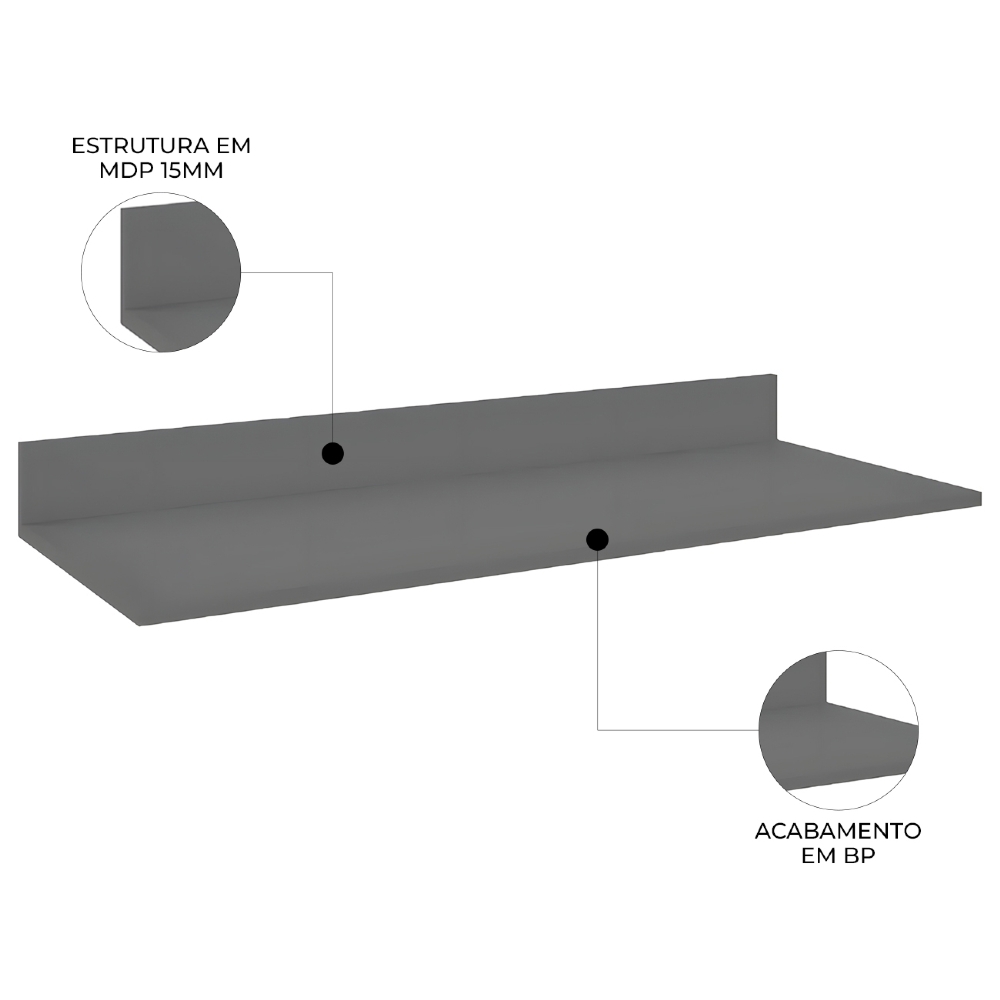 Tampo Para Balcão de Cozinha 100cm MDP Cinza - Lumil