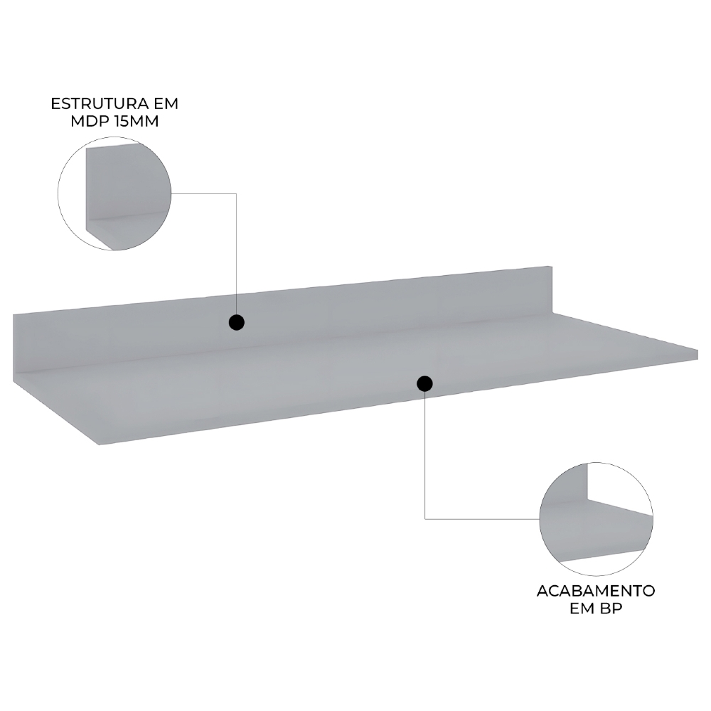 Tampo Para Balcão de Cozinha 100cm MDP Cinza Claro - Lumil