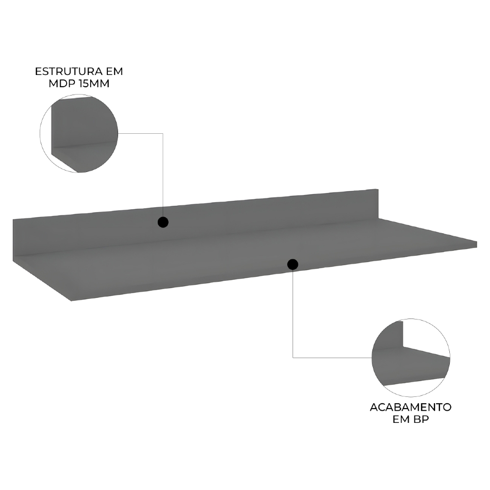 Tampo Para Balcão de Cozinha 120cm MDP Cinza - Lumil