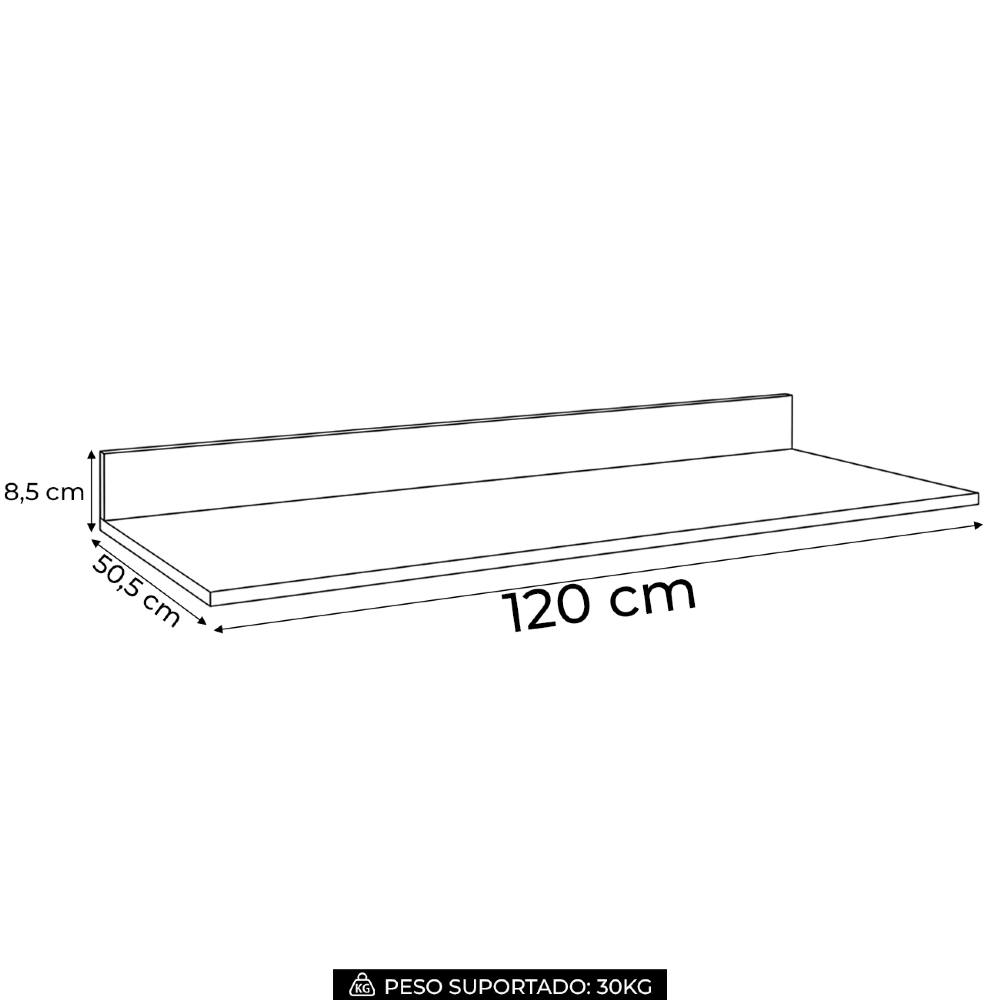Tampo Para Balcão de Cozinha 120cm MDP Cinza - Lumil