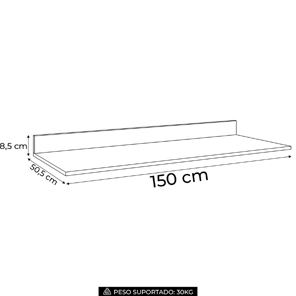 Tampo Para Balcão de Cozinha 150cm MDP Cinza - Lumil