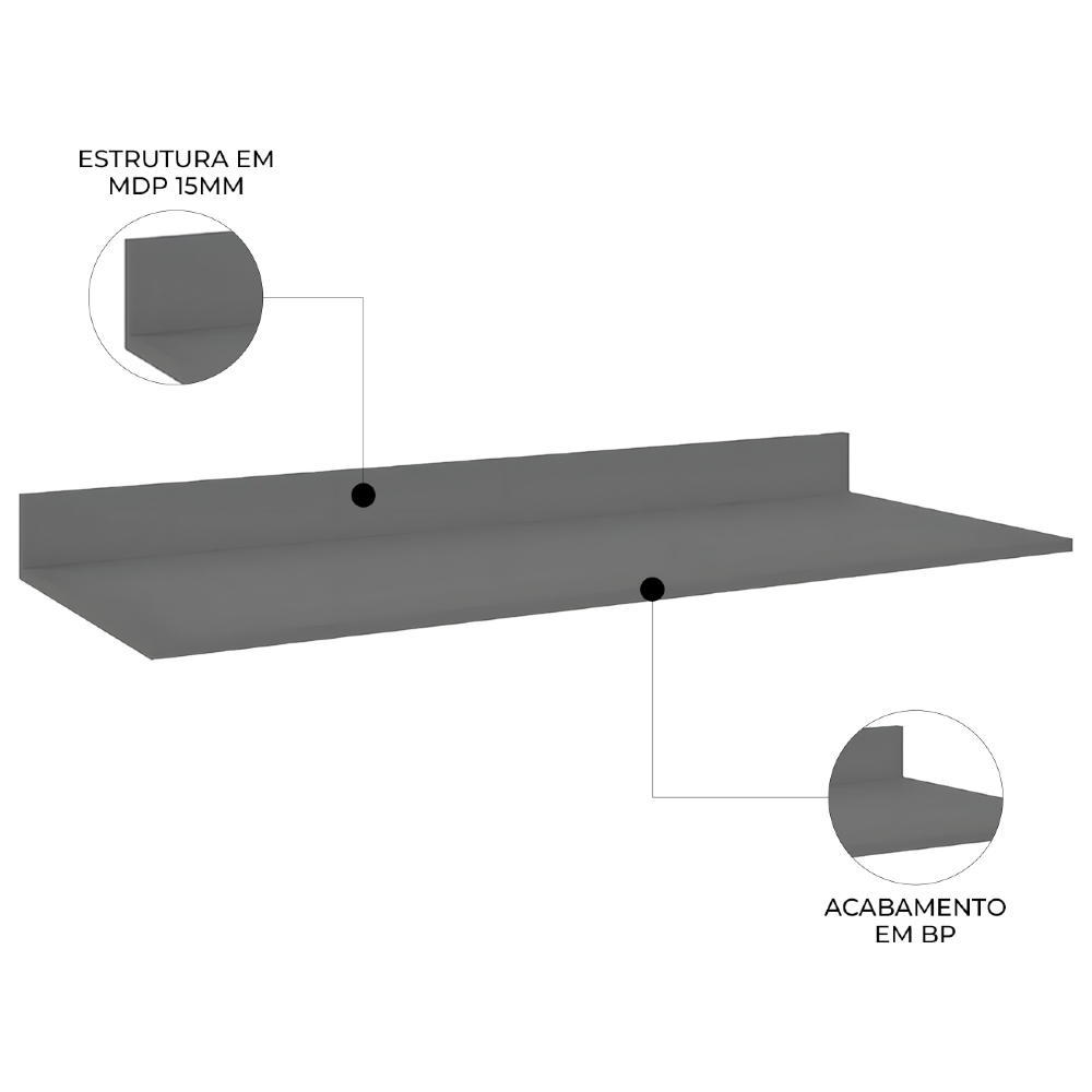 Tampo Para Balcão de Cozinha 150cm MDP Cinza - Lumil