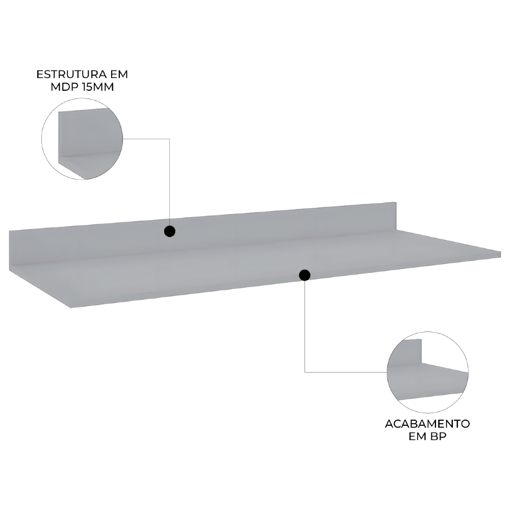Tampo Para Balcão de Cozinha 150cm MDP Cinza Claro - Lumil