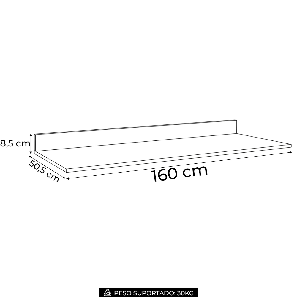 Tampo Para Balcão de Cozinha 160cm MDP Cinza - Lumil