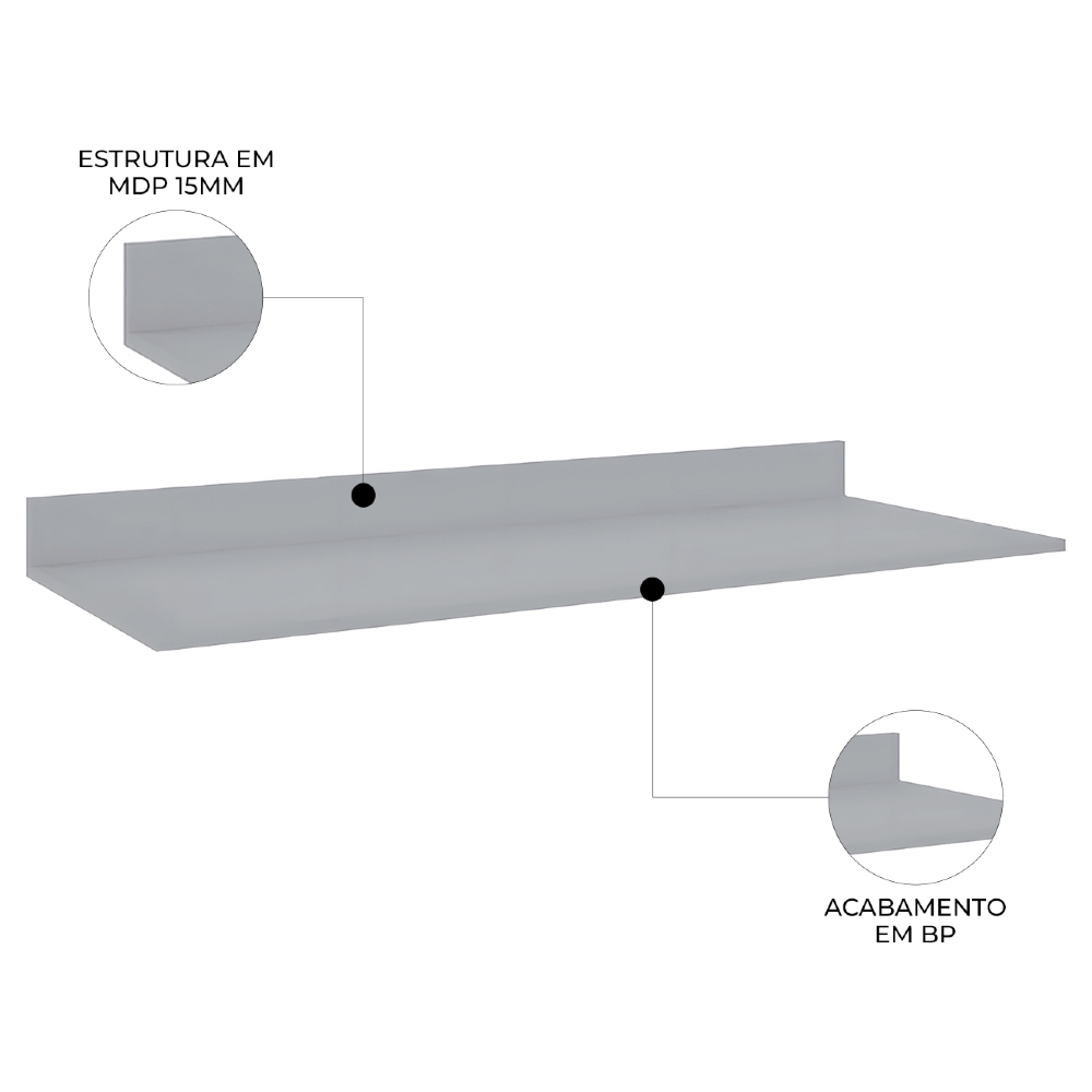 Tampo Para Balcão de Cozinha 160cm MDP Cinza Claro - Lumil