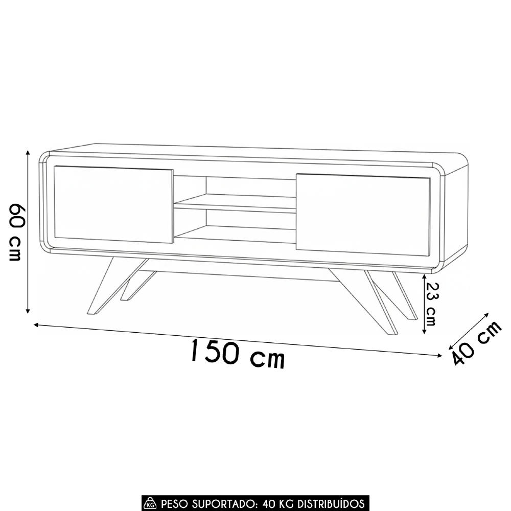 Rack TV 55 Pol 150cm Orgânico 2 Portas Cecy Off White Z56   - Mpozenato