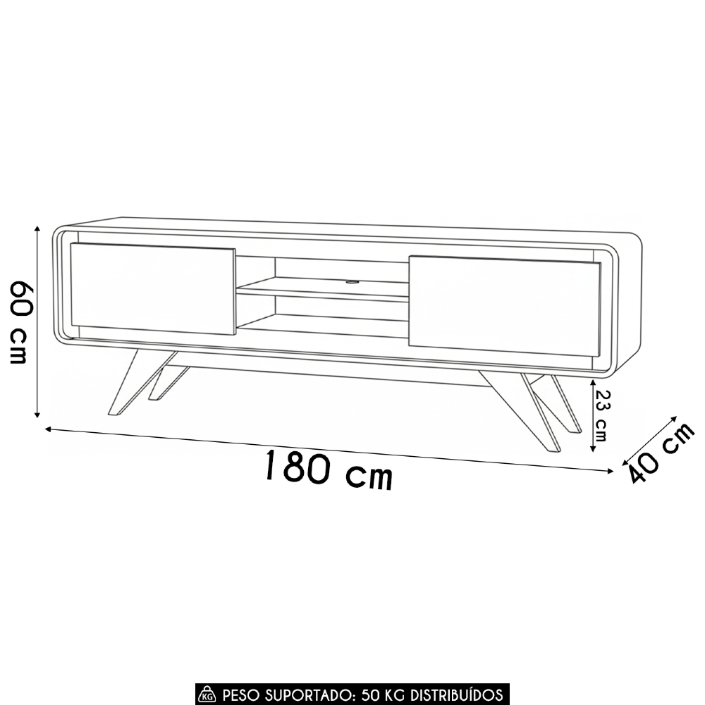 Rack TV 65 Pol 180cm Orgânico 2 Portas Cecy Off White Z56   - Mpozenato