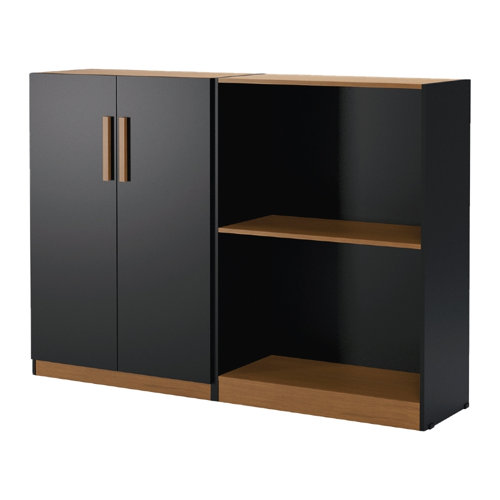 Estante Livreiro Bipartida 63cm 2 Portas Form Preto/Nature Z56 - Mpozenato