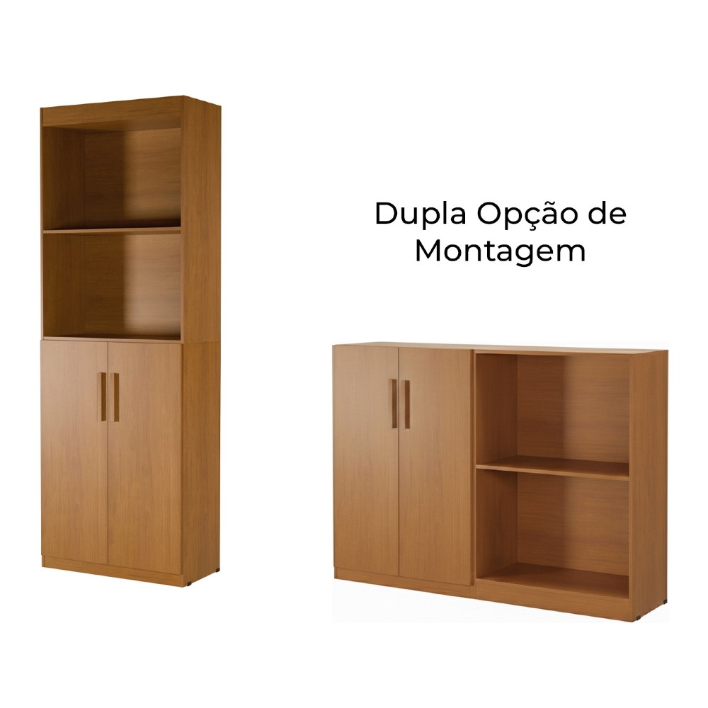 Estante Livreiro Bipartida 63cm 2 Portas Form Nature Z56     - Mpozenato
