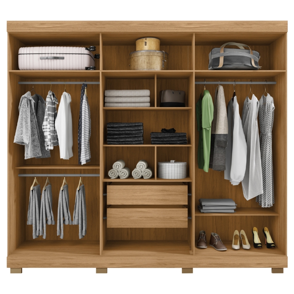 Guarda Roupa Casal 230cm 6 Portas Espelho Brasid Mel/Cacao C01 - Mpozenato