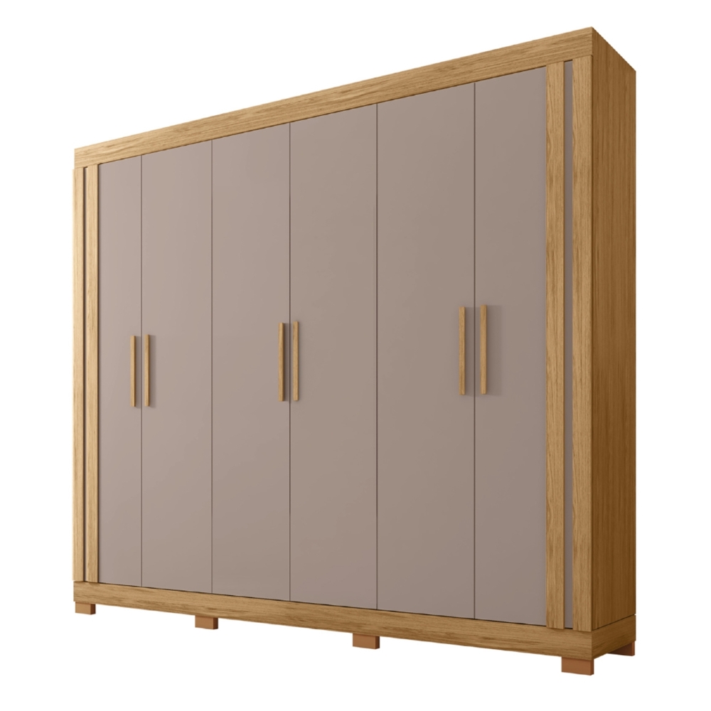 Guarda Roupa Casal 230cm Com 6 Portas Brasid Mel/Cacao C01 - Mpozenato