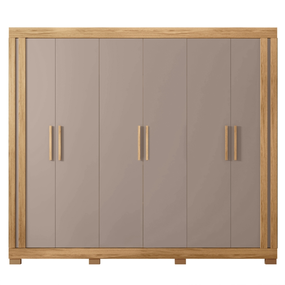 Guarda Roupa Casal 230cm Com 6 Portas Brasid Mel/Cacao C01 - Mpozenato