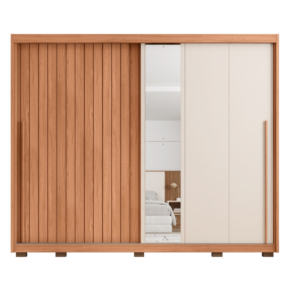 Guarda Roupa Casal 245cm Com Espelho Sabin Freijó/Off C01 - Mpozenato