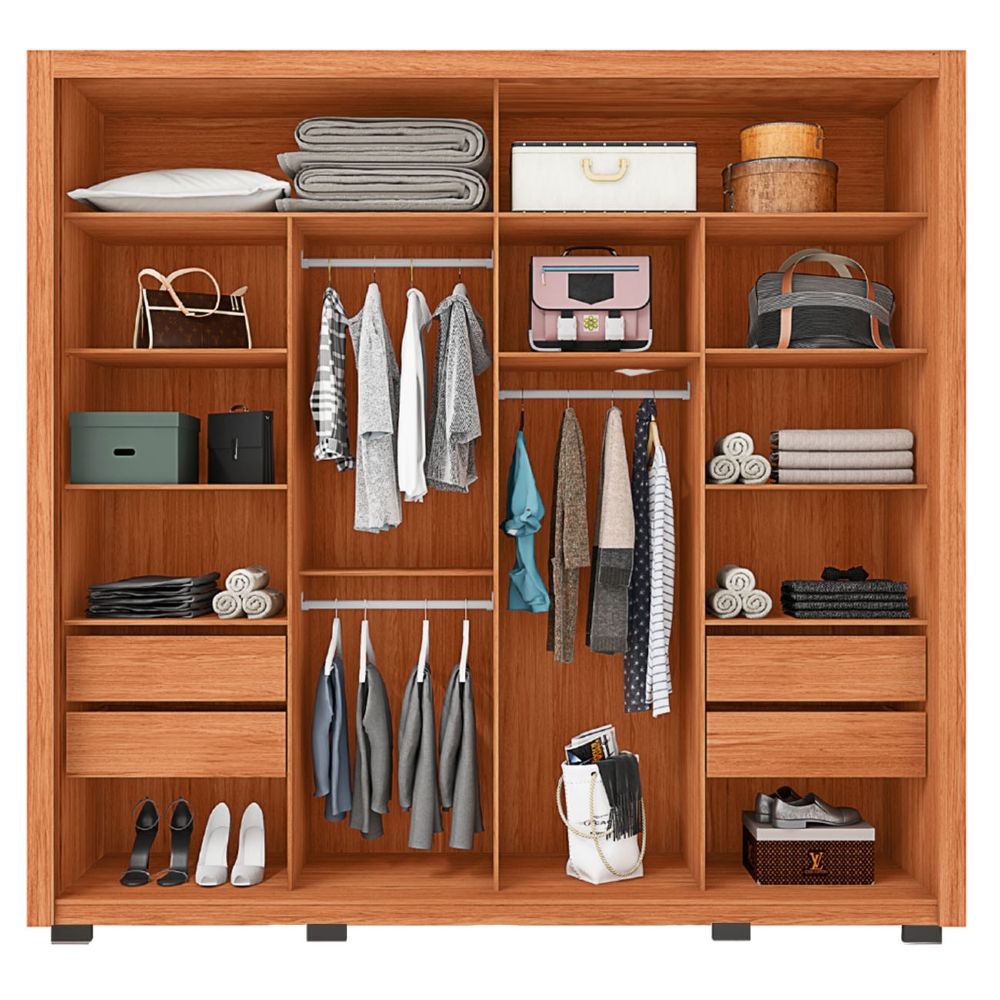 Guarda Roupa Casal 245cm Com Espelho Scipio Freijó/Off C01 - Mpozenato