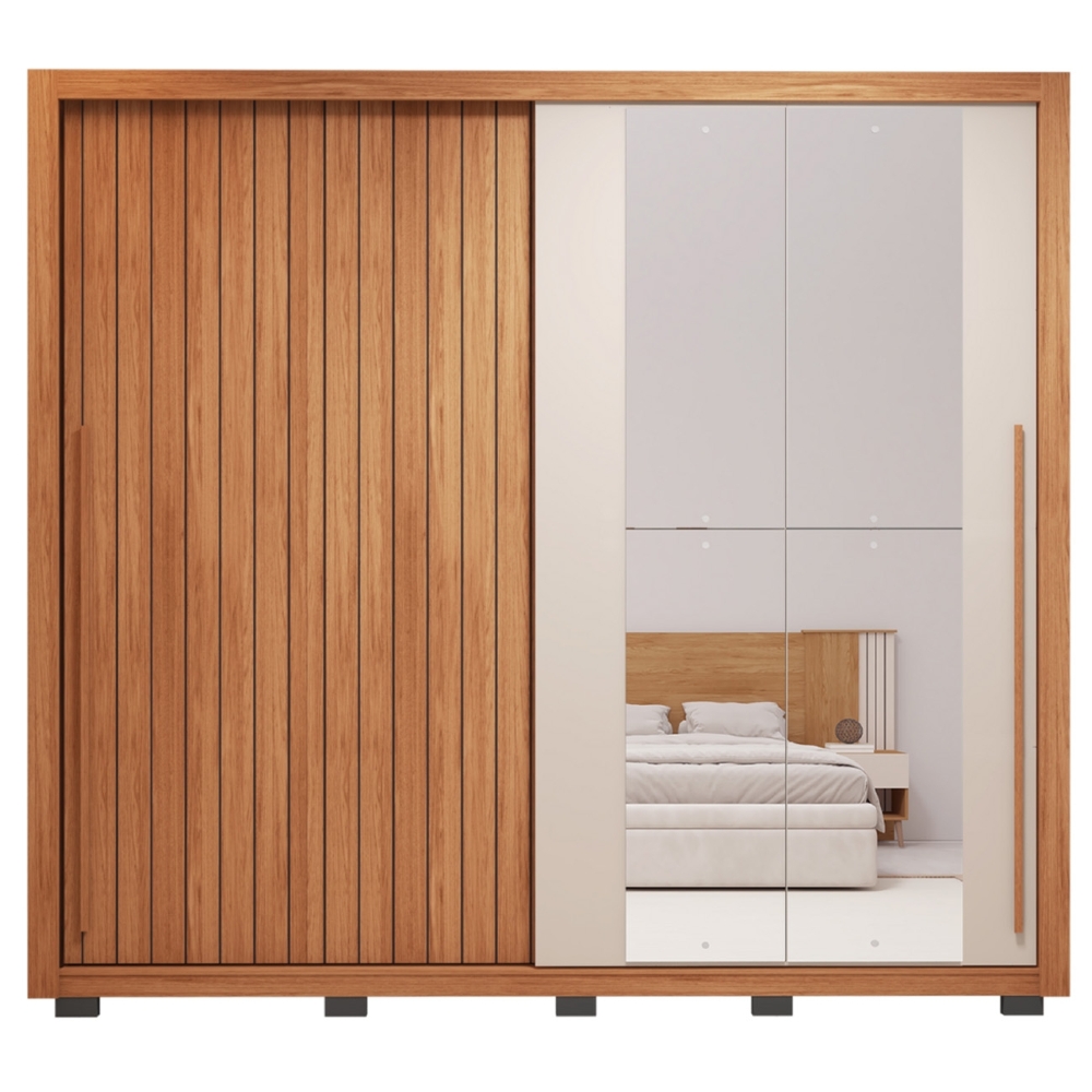 Guarda Roupa Casal 245cm Com Espelho Scipio Freijó/Off C01 - Mpozenato