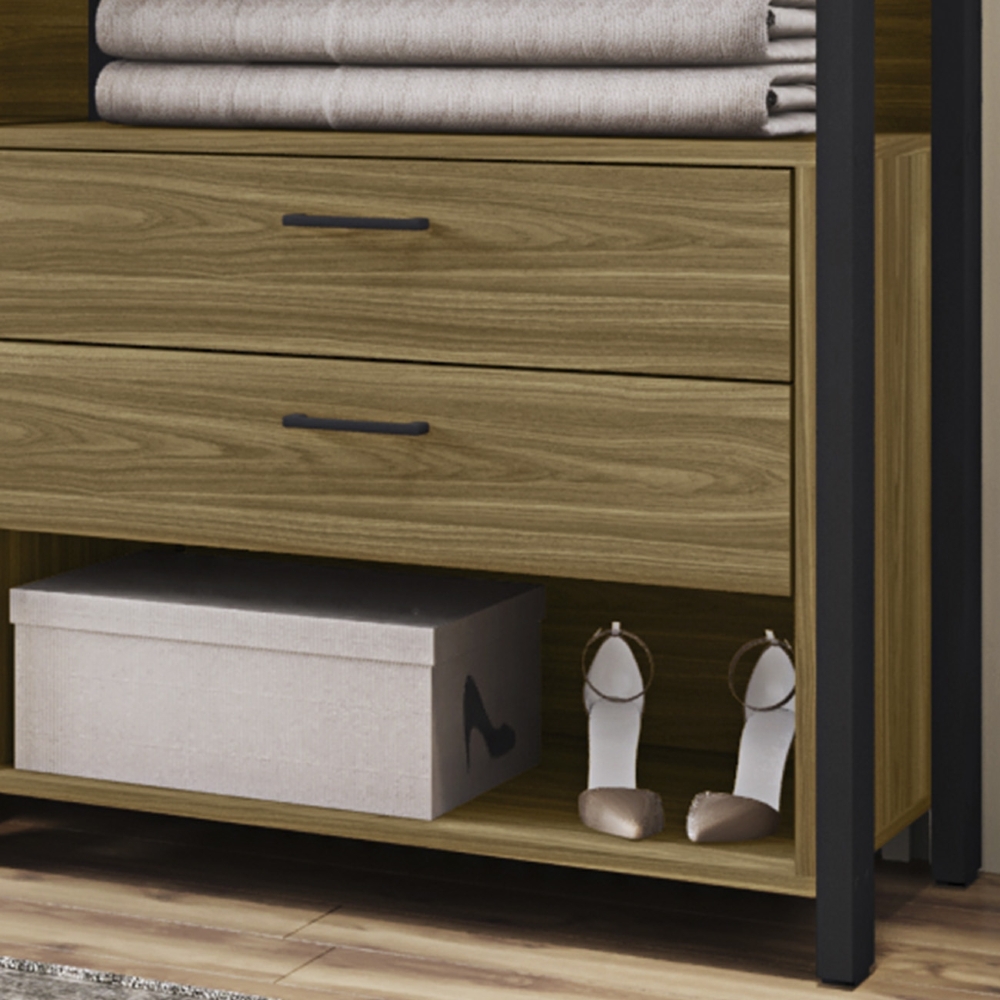 Guarda Roupa Casal Closet 219cm 4 Gavetas Una Mel/Preto C01 - Mpozenato