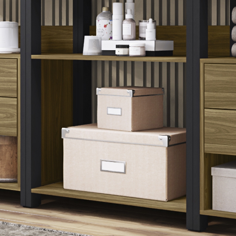 Guarda Roupa Casal Closet 219cm 4 Gavetas Una Mel/Preto C01 - Mpozenato