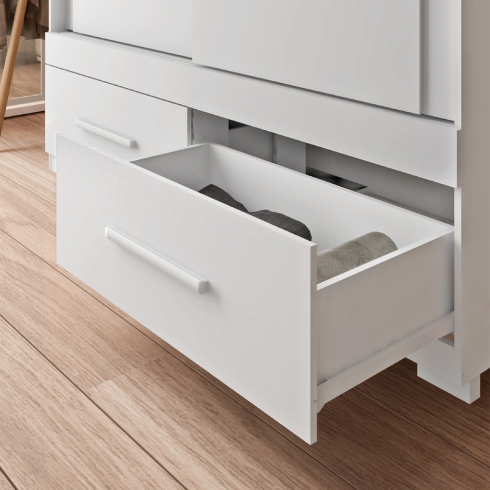 Guarda Roupa Solteiro 137cm 2 Portas Espelho Darius Branco C01 - Mpozenato