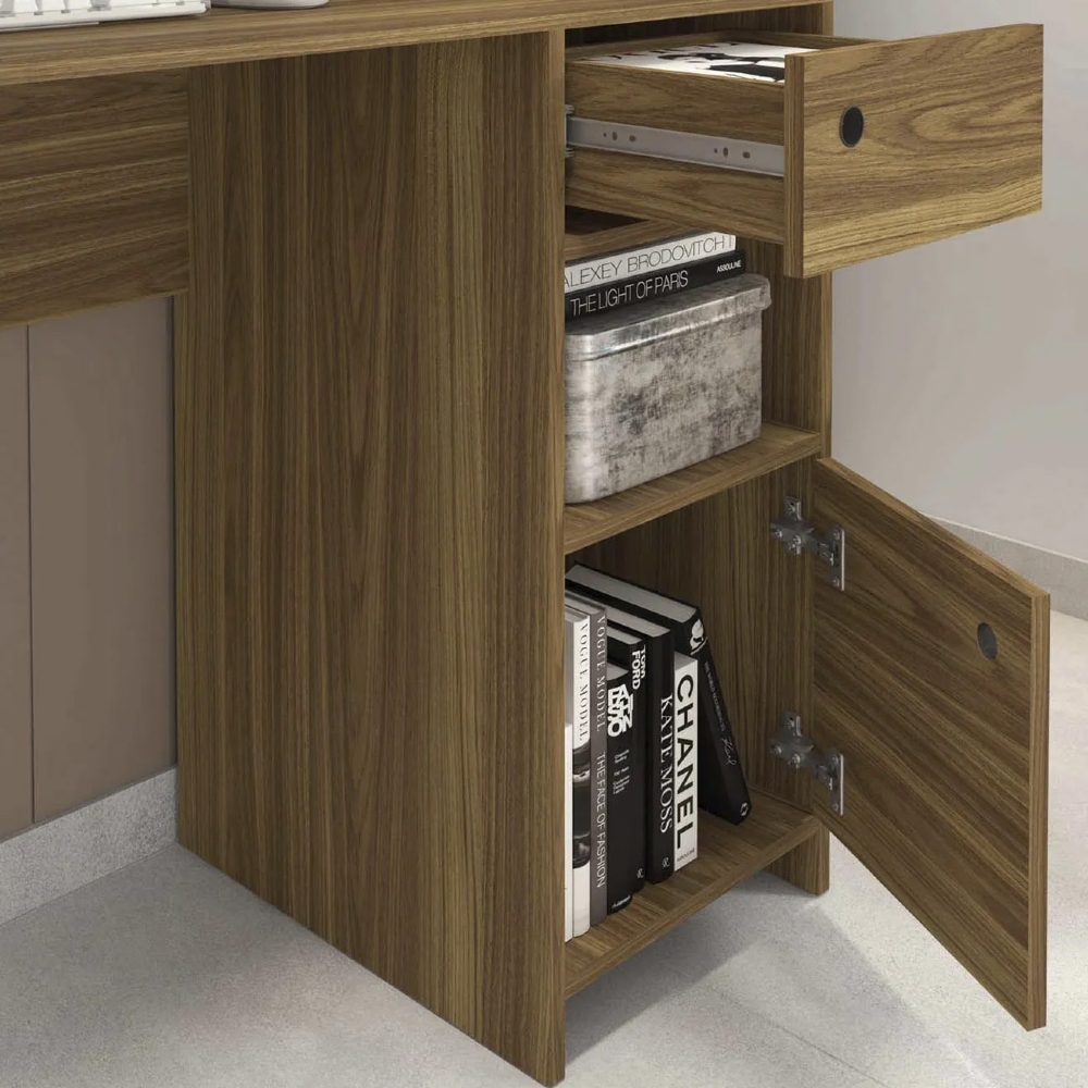 Mesa Para Computador Escrivaninha 125cm 1 Gaveta Una Mel C01 - Mpozenato