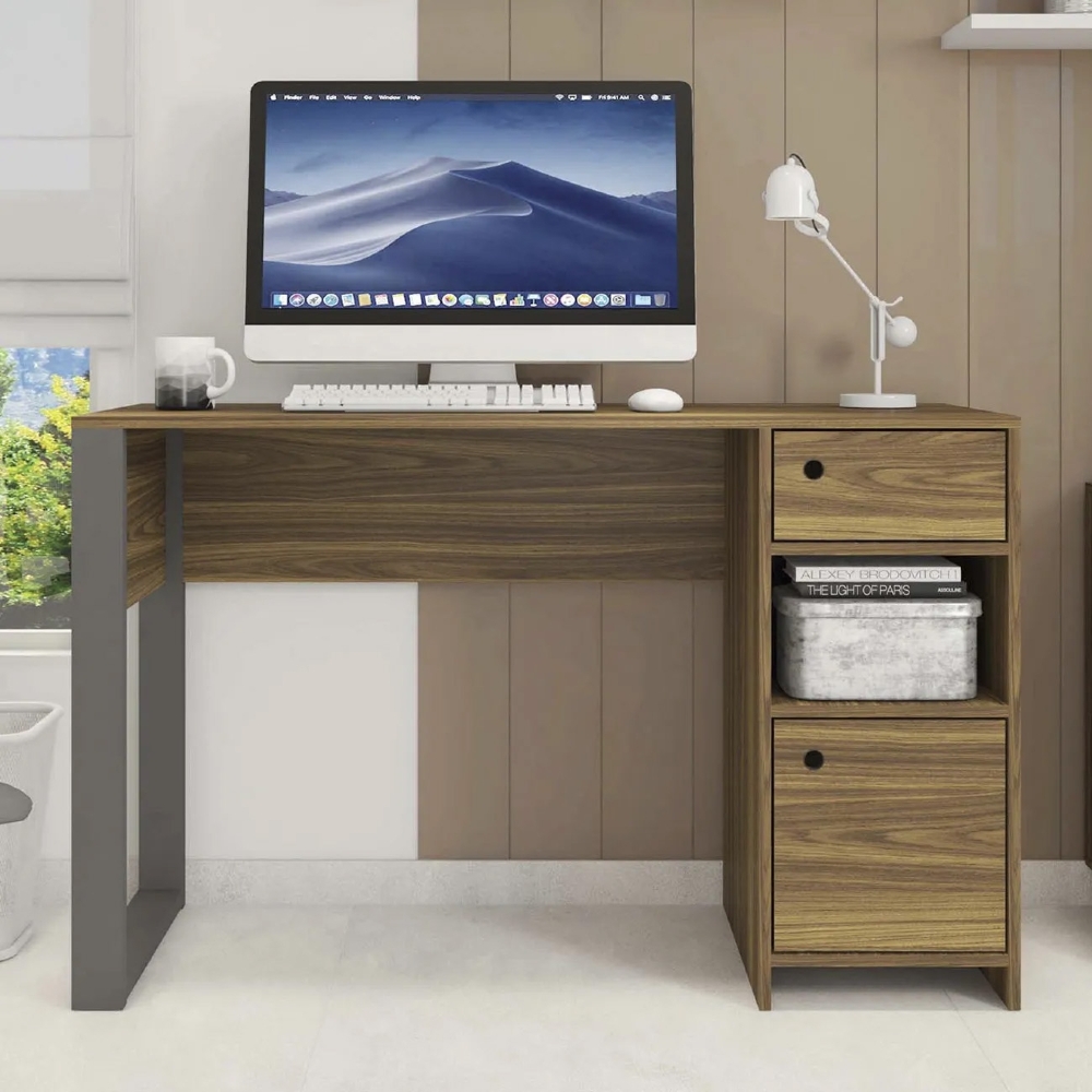 Mesa Para Computador Escrivaninha 125cm 1 Gaveta Una Mel C01 - Mpozenato