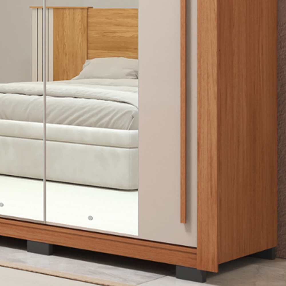 Guarda Roupa Casal 245cm 2 Portas Espelho Scipio Freijó/Off C01 - Mpozenato