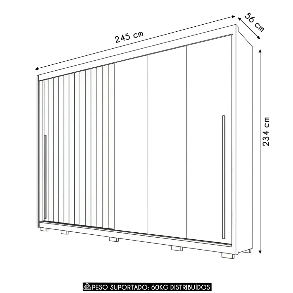 Guarda Roupa Casal 245cm Com 2 Portas Sabin Freijó/Off C01 - Mpozenato