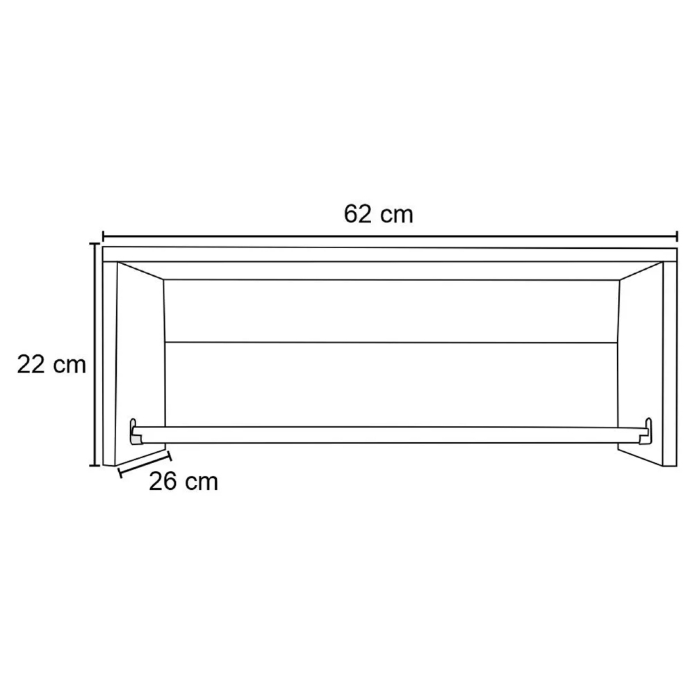 Nicho Cabideiro Suspenso Berlim Carvalho Castanho - Lumil Móveis