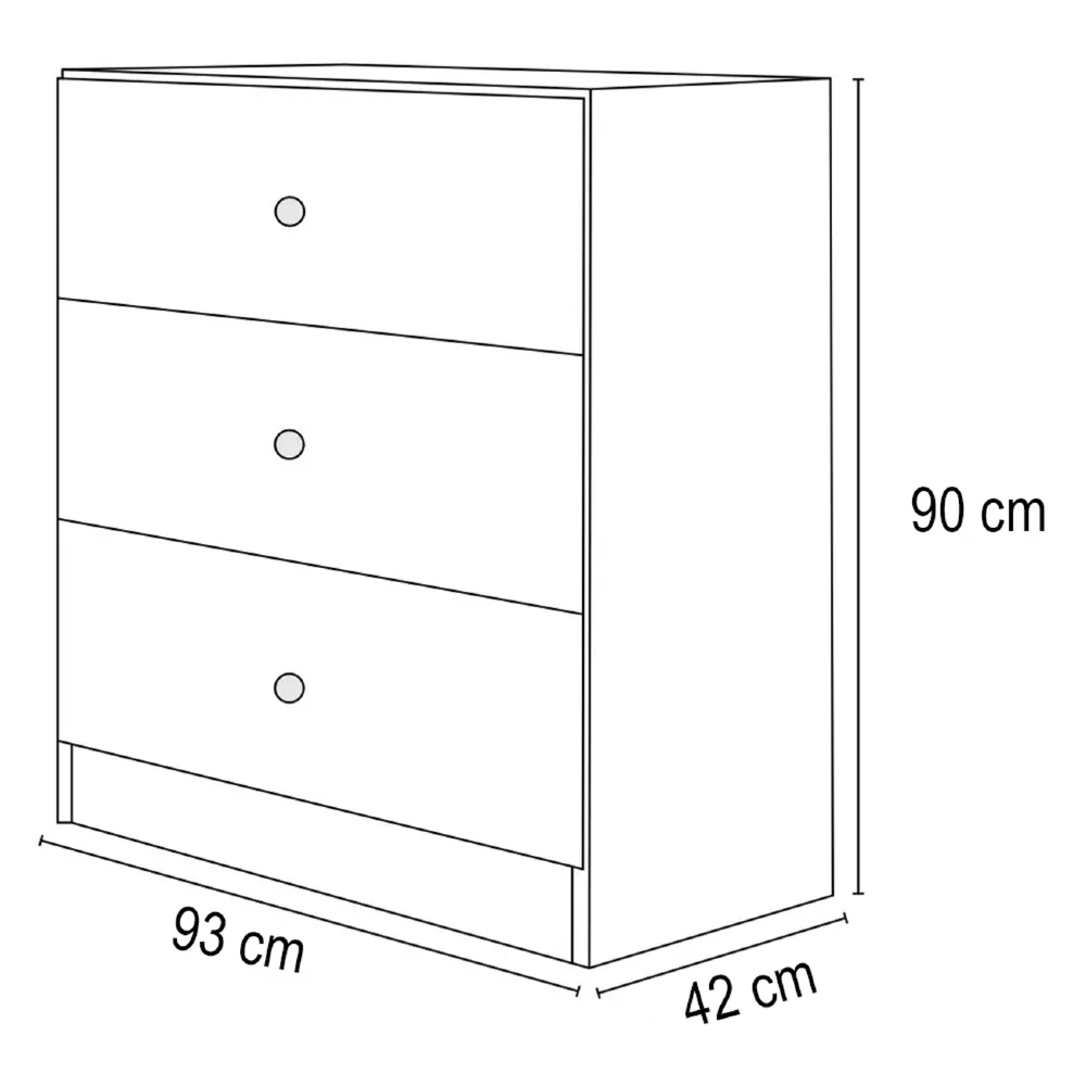 Cômoda Infantil 3 Gavetas 1133 Louise Branco - AJL Móveis