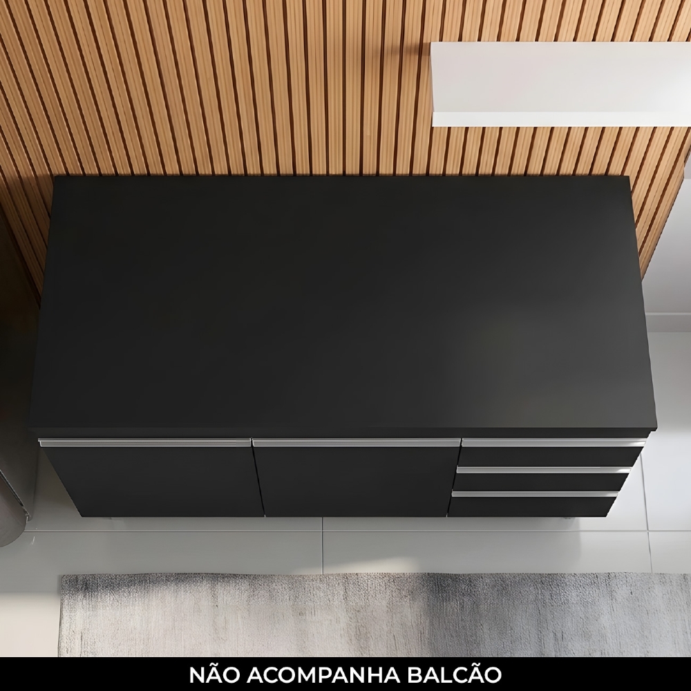 Tampo Para Balcão de Cozinha 100cm MDP Preto    - AJL Móveis