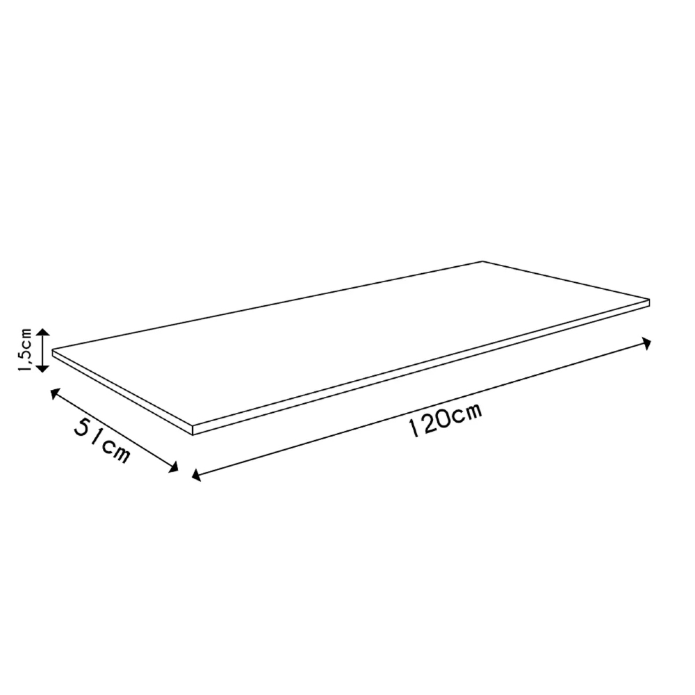 Tampo Para Balcão de Cozinha 120cm MDP Branco   - AJL Móveis