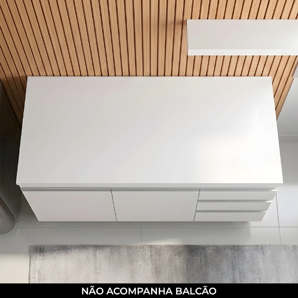 Tampo Para Balcão de Cozinha 120cm MDP Branco   - AJL Móveis