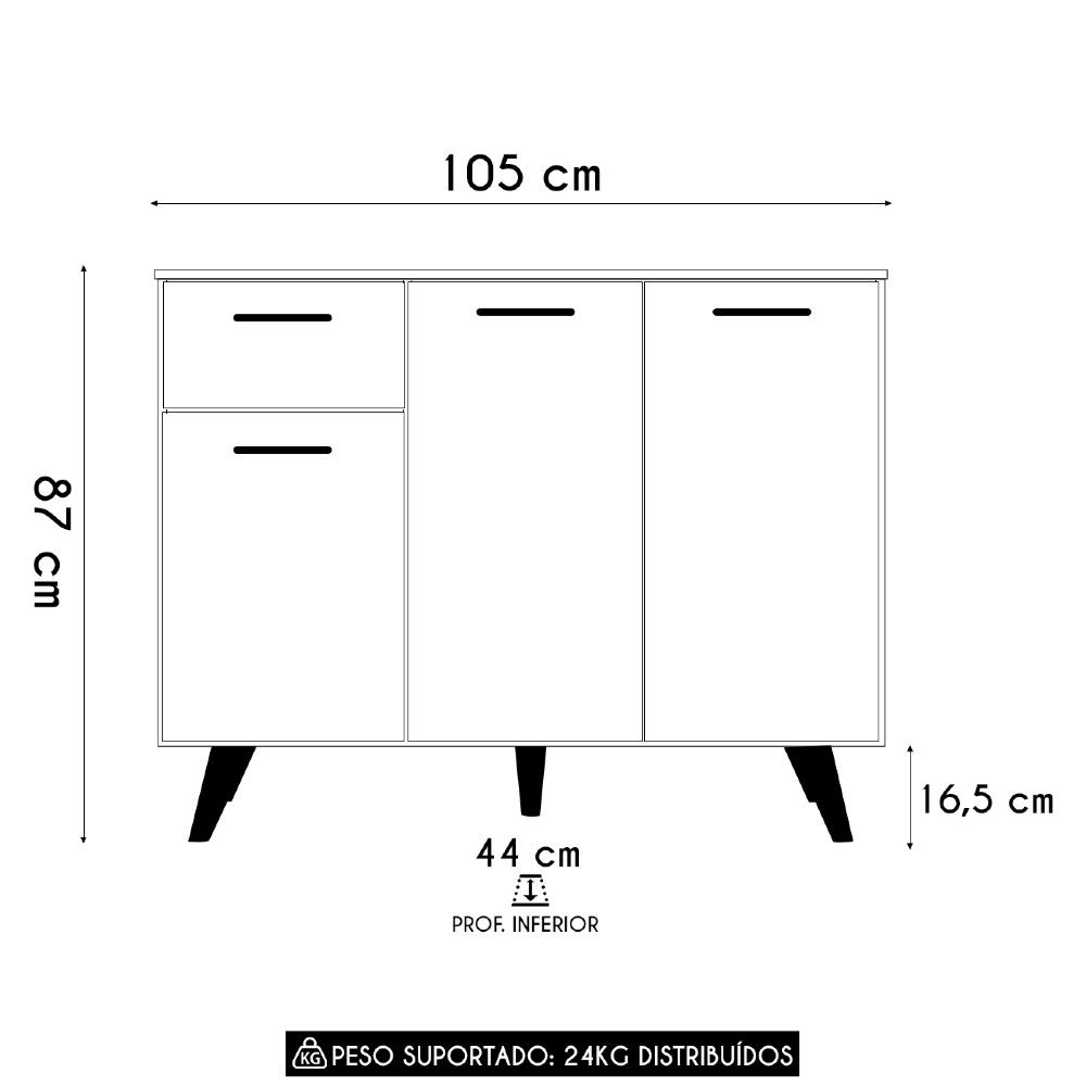 Balcão de Cozinha 105cm Amélia Freijó UV/Off Acetinado Z44  - Mpozenato