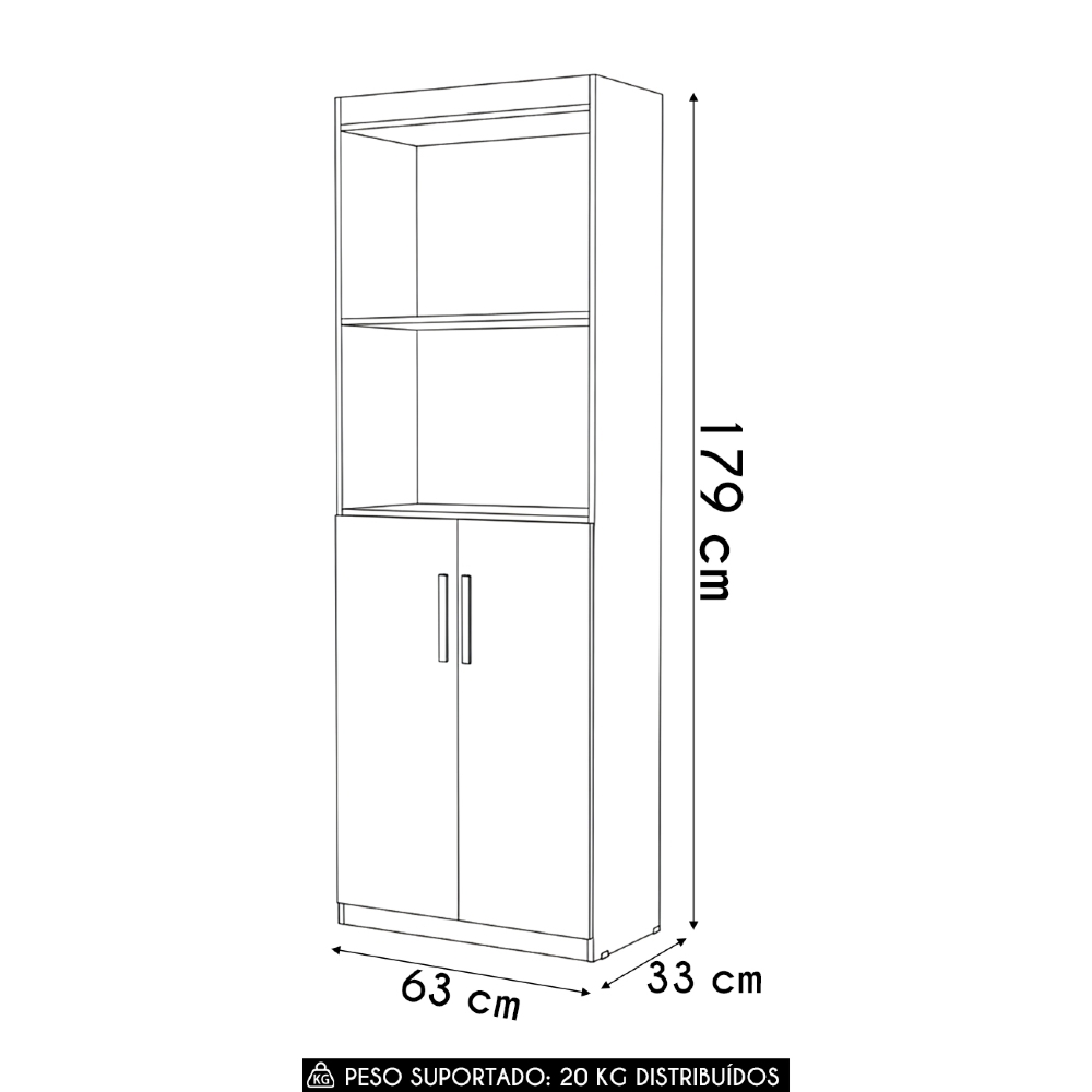 Estante Livreiro Bipartida 63cm 2 Portas Form Preto/Nature Z56 - Mpozenato