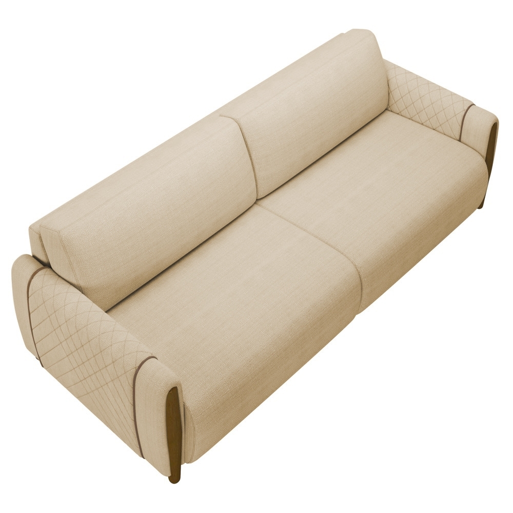 Sofá 3 Lugares 223cm Pés Madeira Amaranto Z32 Linho Areia - Mpozenato