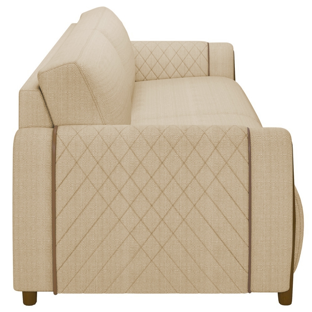 Sofá 3 Lugares 223cm Pés Madeira Amaranto Z32 Linho Areia - Mpozenato