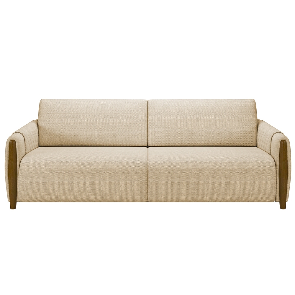 Sofá 3 Lugares 223cm Pés Madeira Amaranto Z32 Linho Areia - Mpozenato