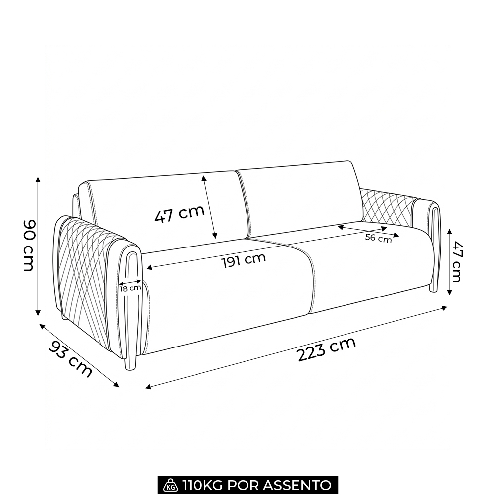 Sofá 3 Lugares 223cm Pés Madeira Amaranto Z32 Linho Areia - Mpozenato