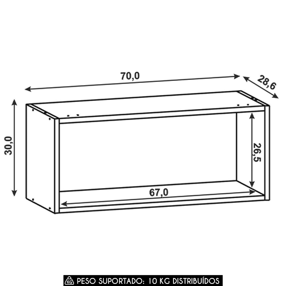Armário Aéreo 70cm Porta Basculante Lina Z06 Supremo - Mpozenato