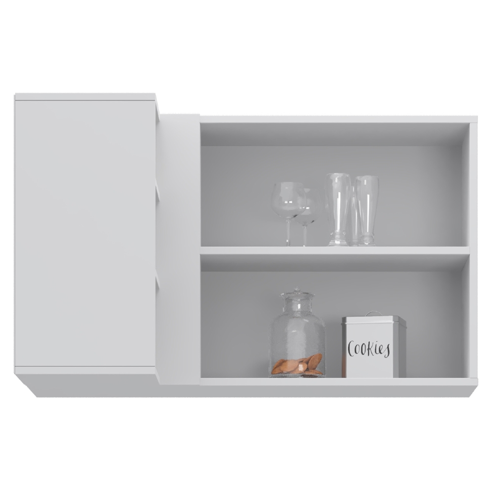 Armário Aéreo de Canto Reto Com Nicho Adega Austin Branco - Lumil