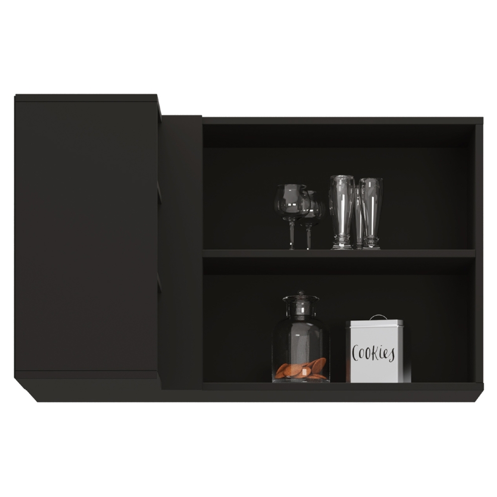 Armário Aéreo de Canto Reto Com Nicho Adega Austin Preto - Lumil