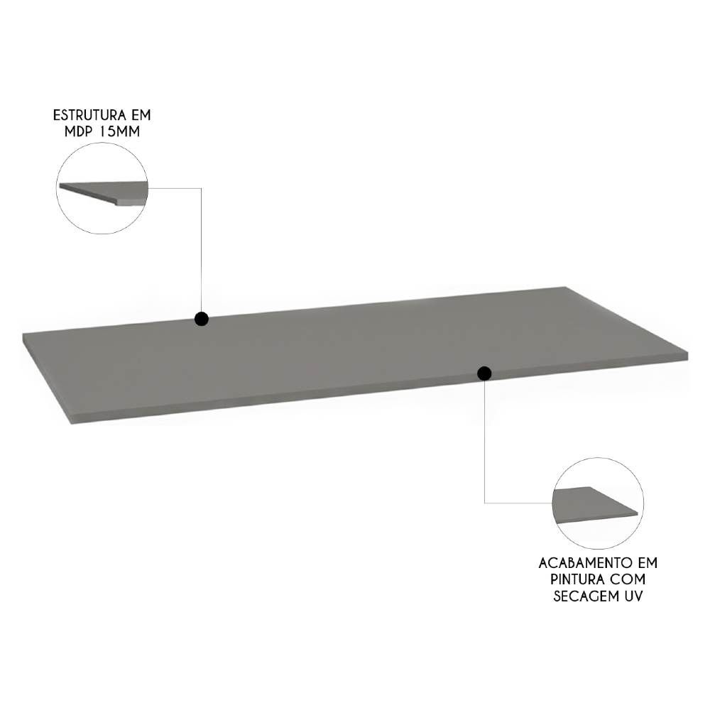 Tampo para Balcão de Cozinha 120cm MDP Lina Z06 Gris - Mpozenato
