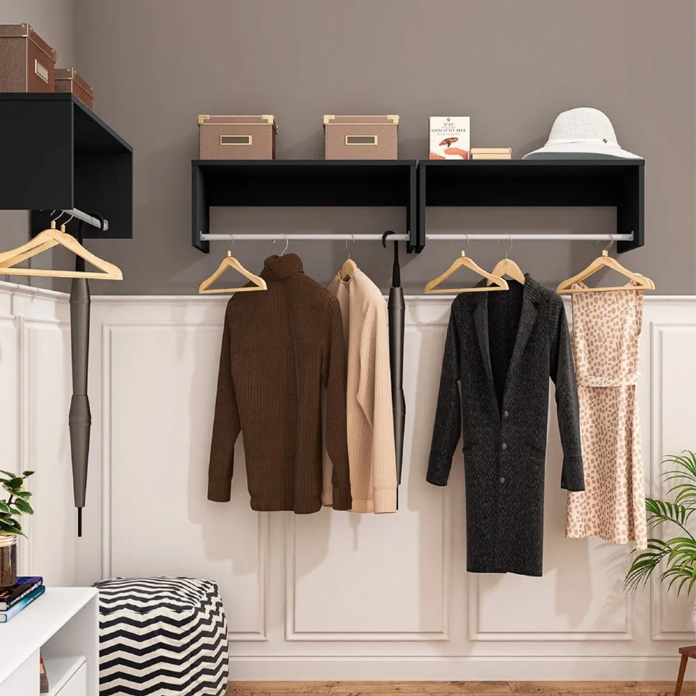 Nicho Cabideiro Suspenso Berlim Preto - Lumil Móveis