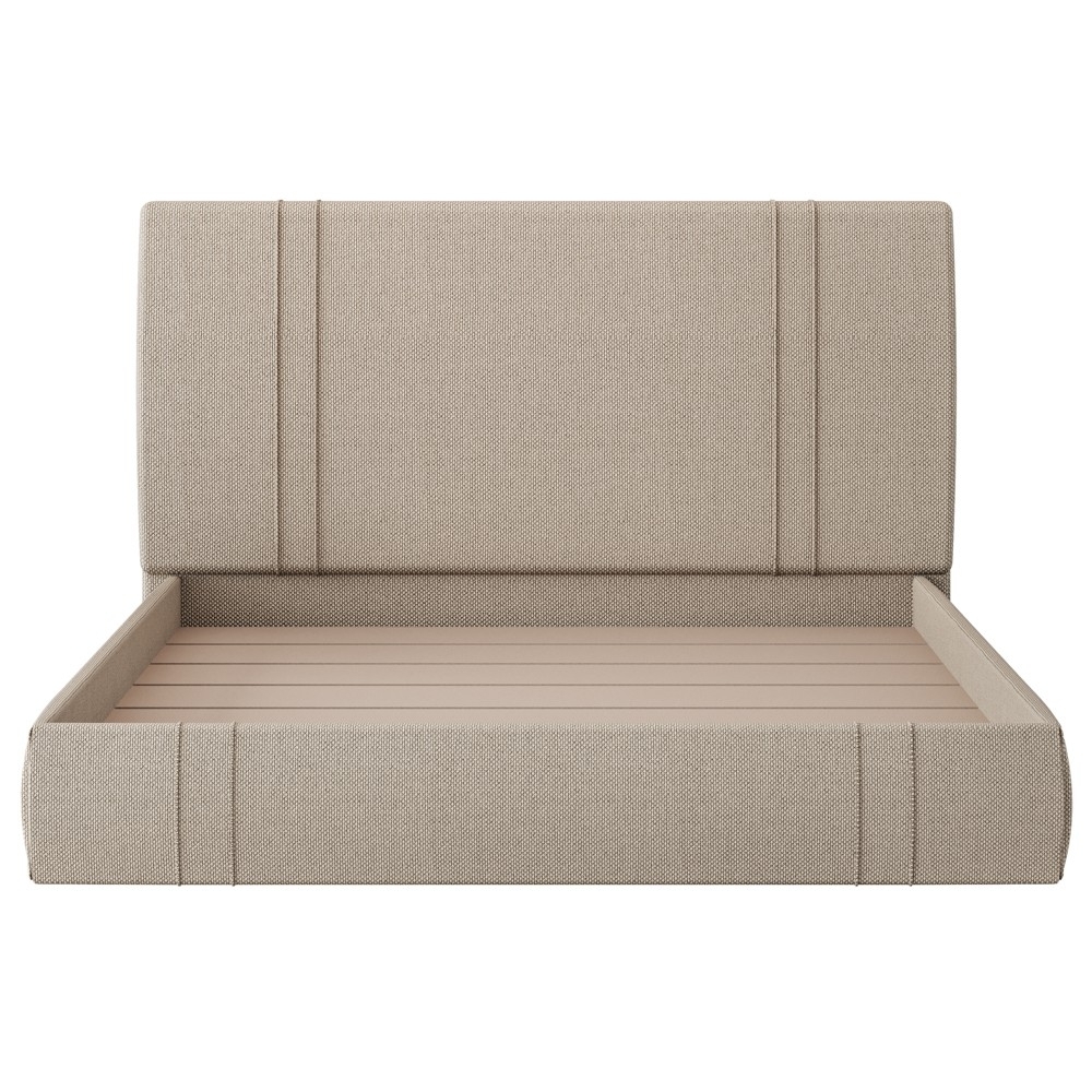 Cama Queen Flutuante Com Cabeceira 160cm Lyra S05 Linho Bege - Mpozenato